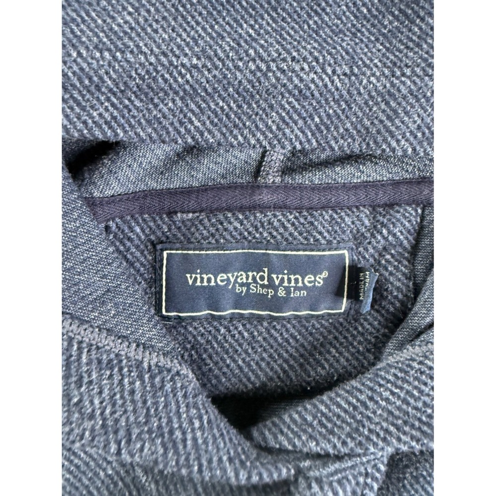Vineyard Vines Shep & Ian Men's Hoodie L Blue Diagonal Textured Fabric - Picture 3 of 7